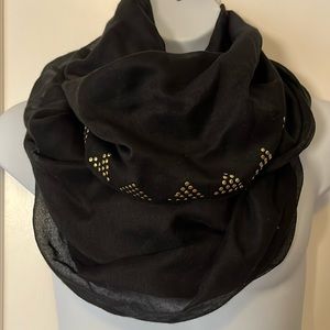Forever 21 Black Infinity Scarf with Gold Geometric Embellishment